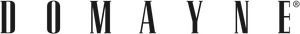 The logo for Domayne, featuring the word in a tall, stylized black serif font against a white background.