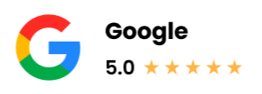 Google logo with a 5.0 star rating.