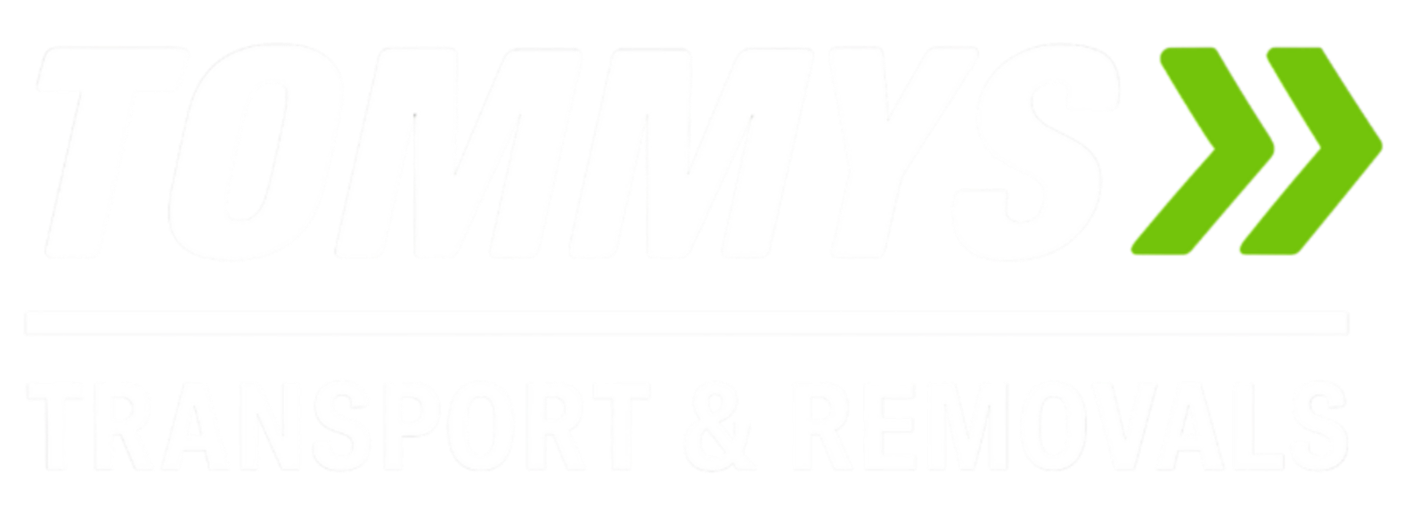 White text with green double arrow on a white background.