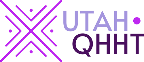 Utah QHHT logo with a purple geometric design and text.