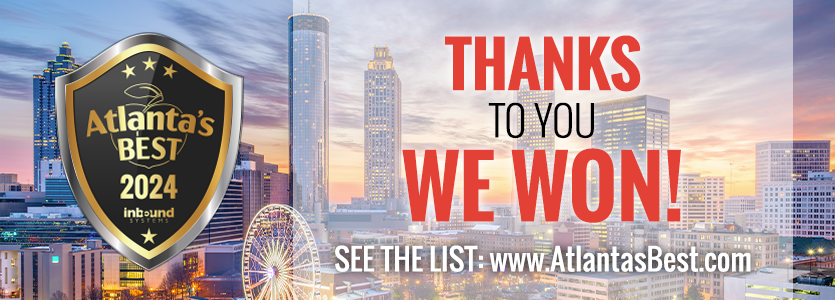 A banner that says `` thanks to you we won '' with a city skyline in the background.