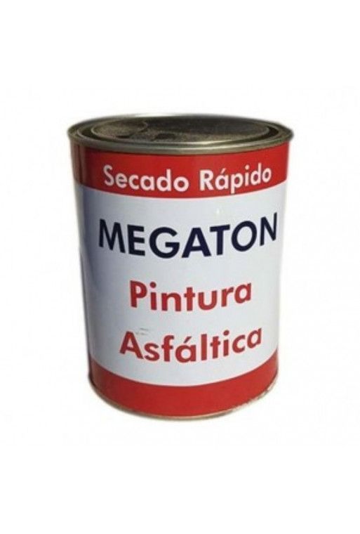 Una lata roja y blanca de pintura asfáltica megatón