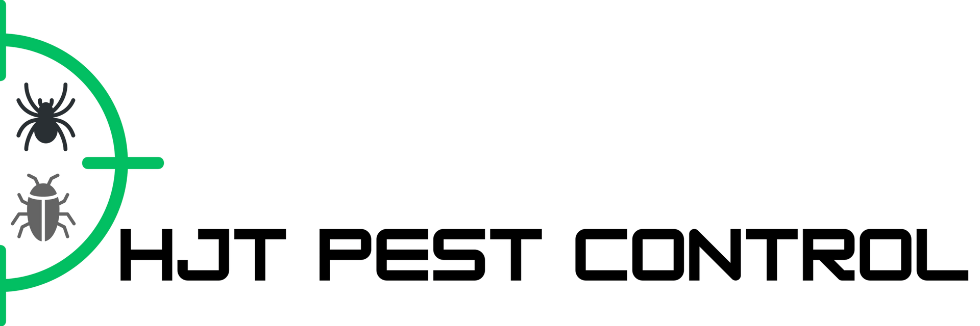 HJT Pest Control Logo with pests in target crosshairs