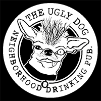 A black and white logo for the Ugly Dog Pub