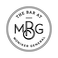 a black and white logo for the bar at moniker general.