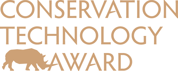 A logo for the conservation technology award with a rhino on it.