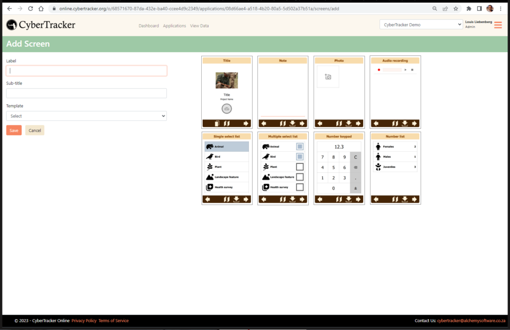 CyberTracker Interface
