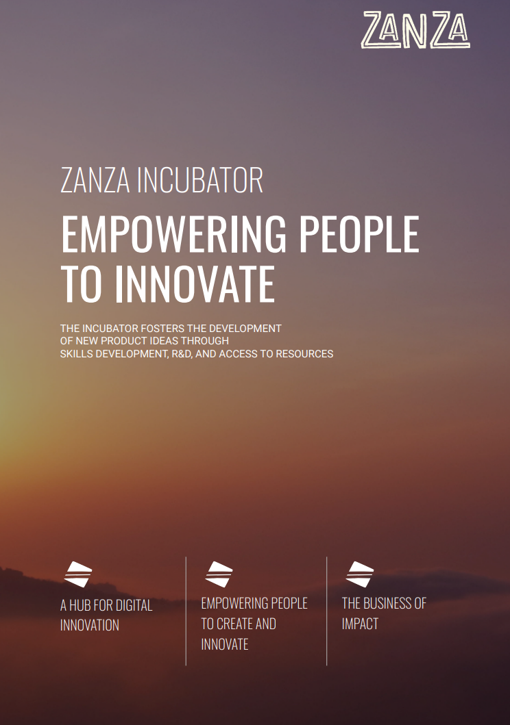 a poster for zanza incubator empowering people to innovate