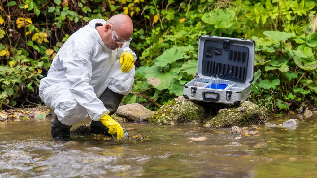 Man testing river