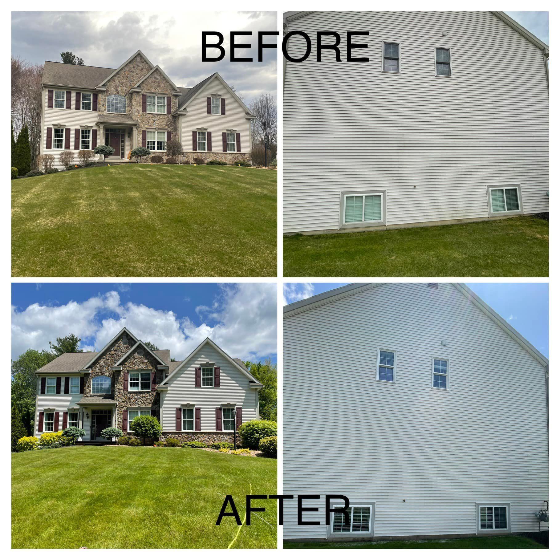 A collage of before and after photos of a house.