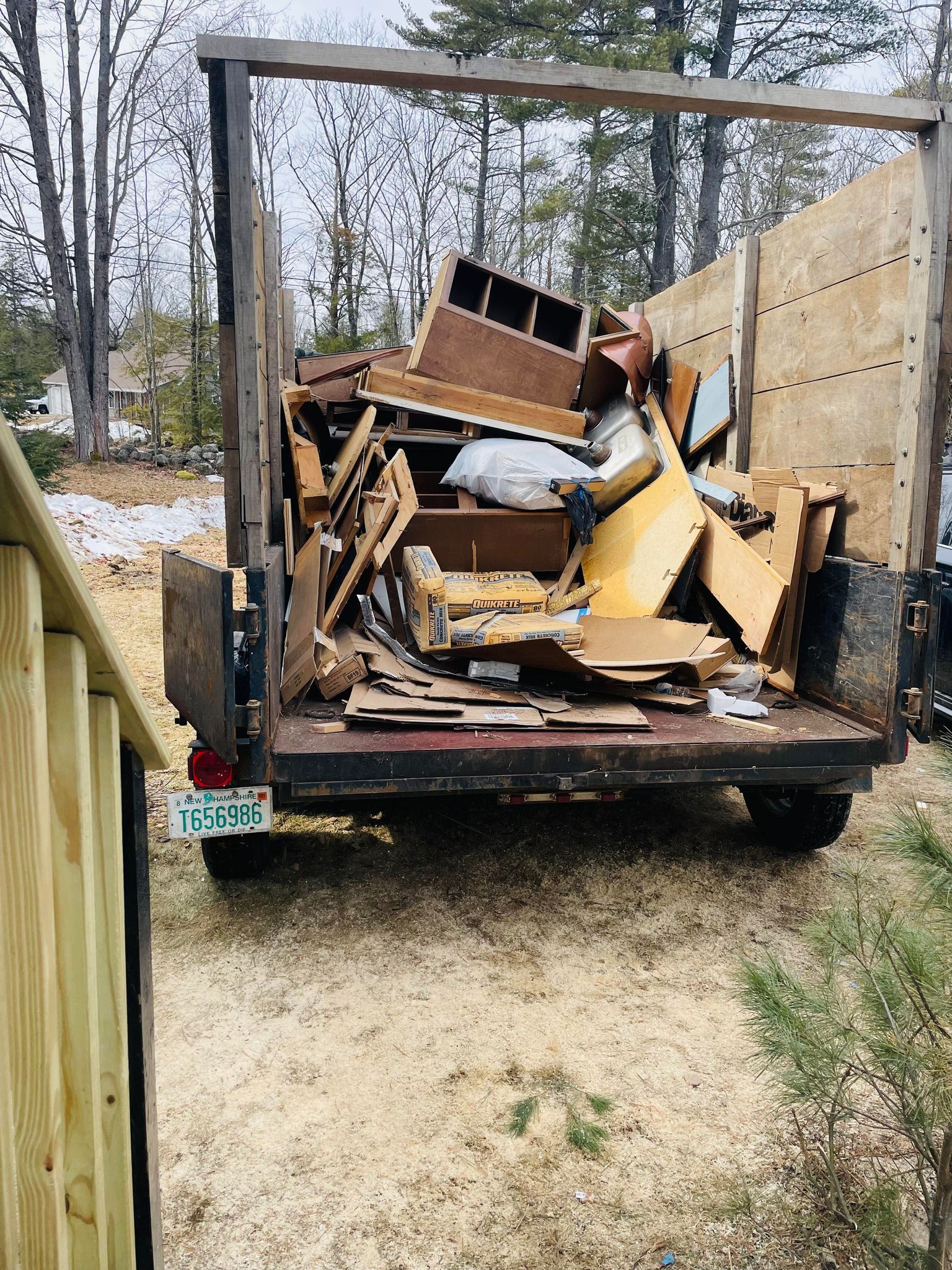 building materials in trailer, construction cleanups