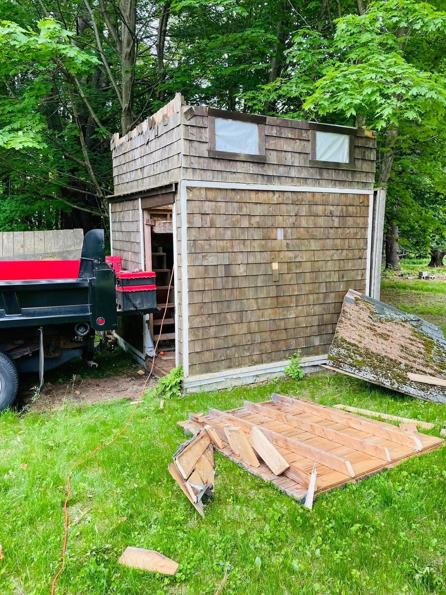 Finally Freedom Junk Removal's shed demolition services in action