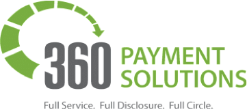 A logo for 360 payment solutions full service full disclosure full circle