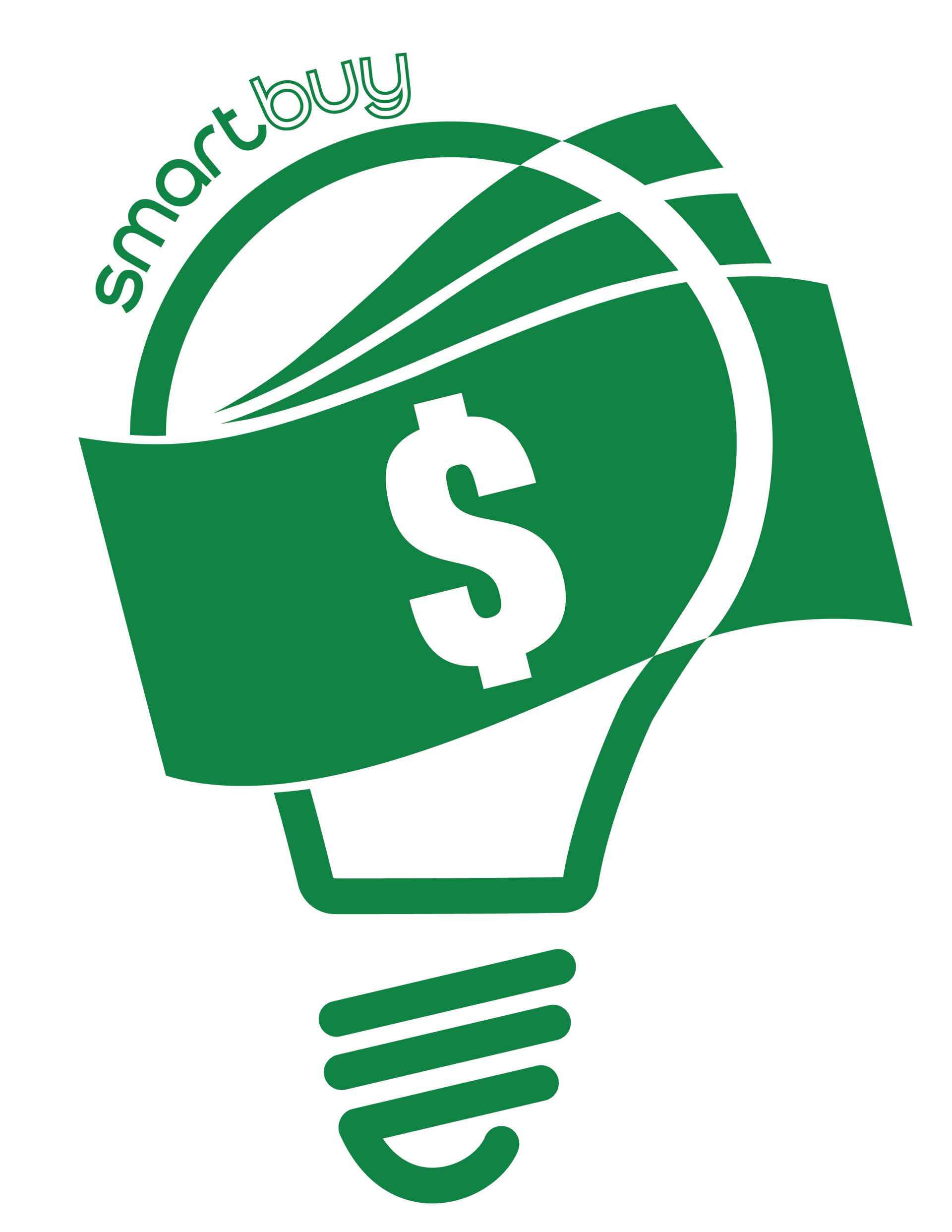A green light bulb with a dollar sign on it.