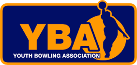 A blue and orange logo for the youth bowling association