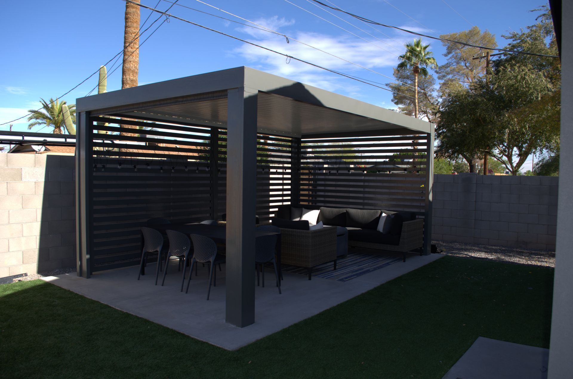 Southwest Patio's privacy screens in Gilbert, maximizing comfort in sunny backyards.