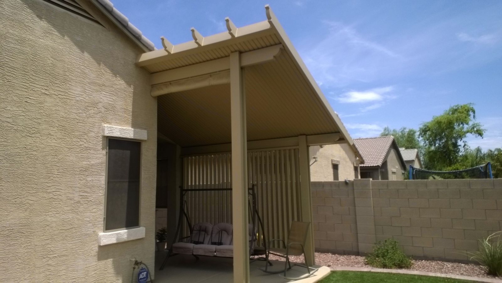 Gila Bend properties protected with sturdy Flat Pan Patio Covers, designed to withstand the Arizona sun.