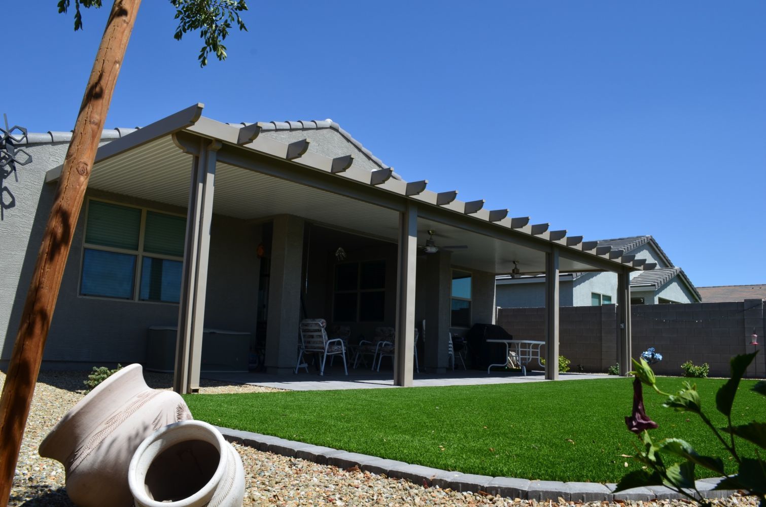 Florence's historical homes preserved and enhanced with Flat Pan Patio Covers, adding modern comfort.