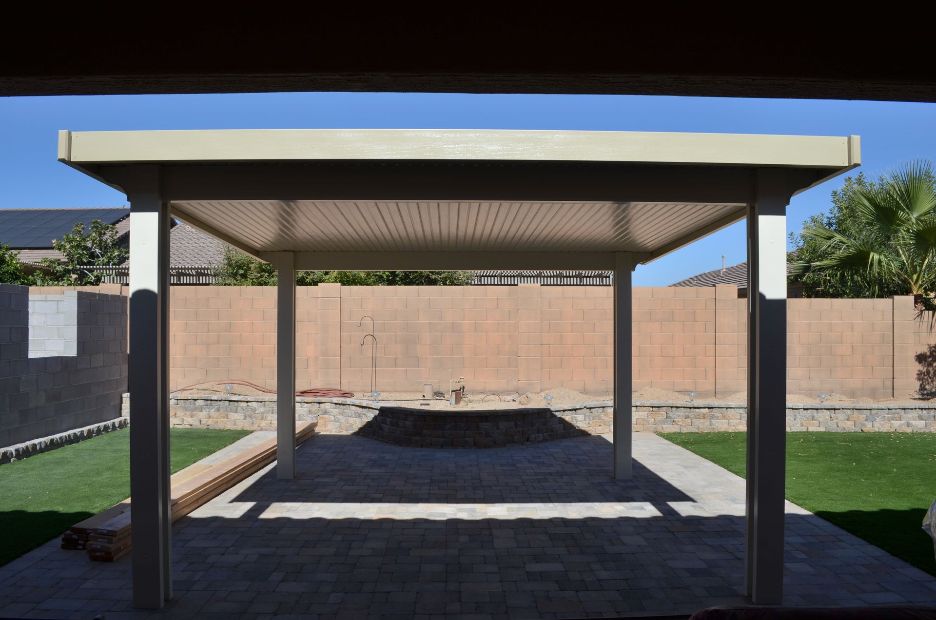 Beautiful Mesa home enhanced with a custom patio cover by Southwest Patio, blending seamlessly with Arizona's landscape.