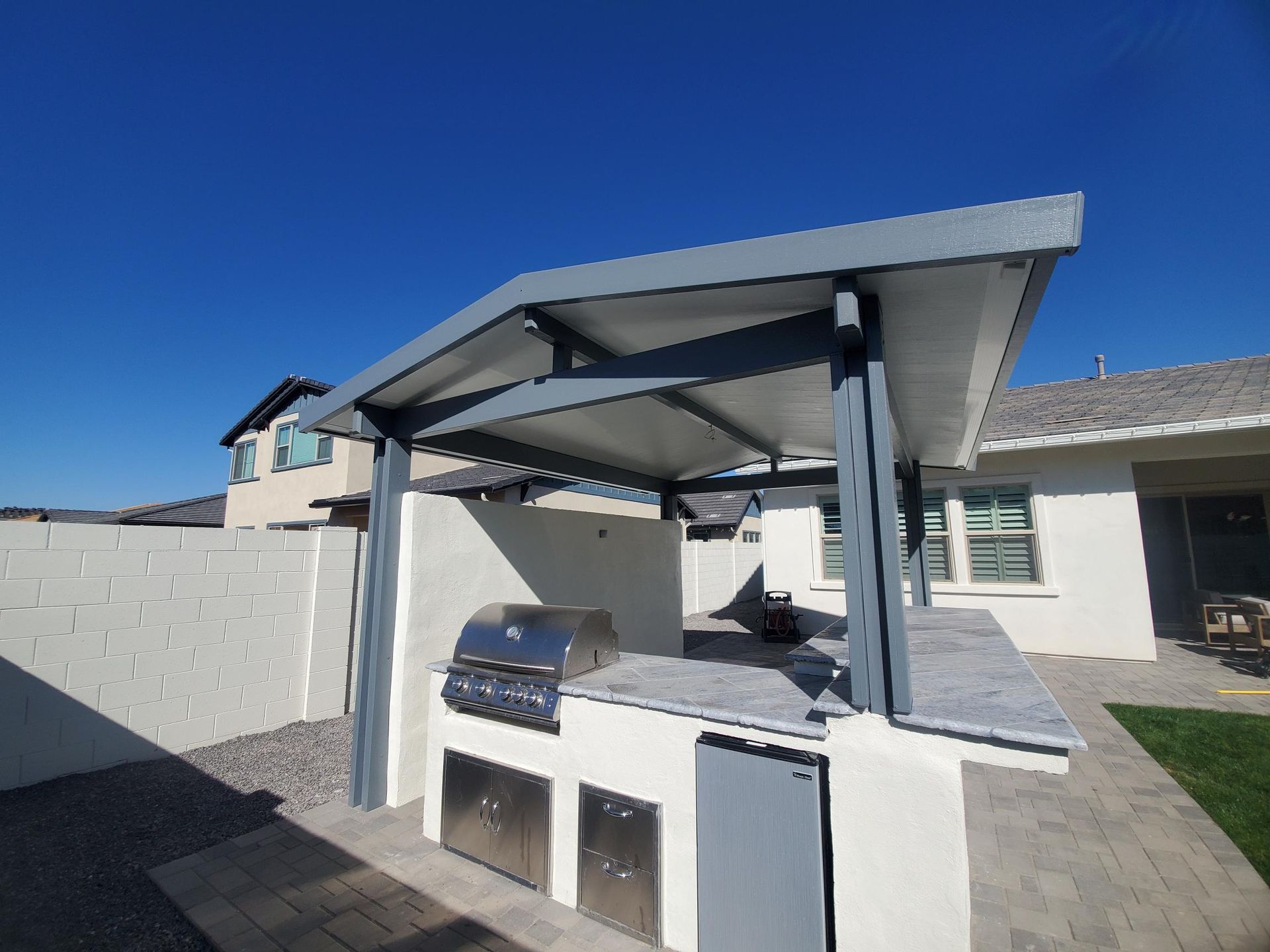 Southwest Patio's gabled patio cover providing a classic aesthetic and durable shelter in Tonopah.