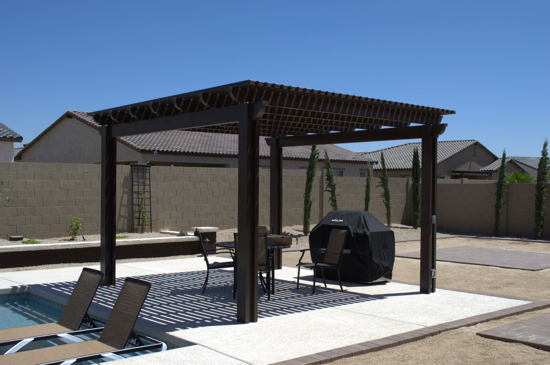 Stylish pergola covers designed by Southwest Patio, providing shade in Scottsdale.
