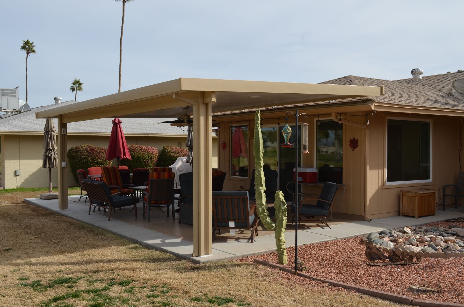 Sophisticated Solid Insulated Patio Cover, providing cool shade for Phoenix homes.