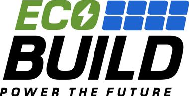 ECO BUILD logo in green, black, and blue with the slogan “POWER THE FUTURE”