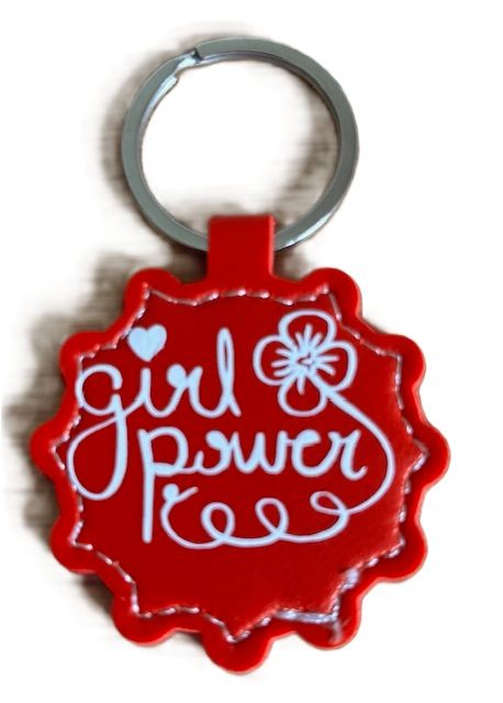 Sleutelhanger rood van PU leer girl power