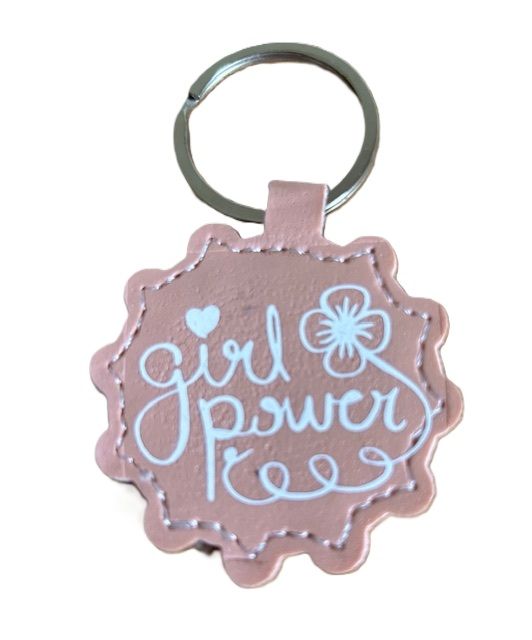 Sleutelhanger licht roze van PU leer girl power