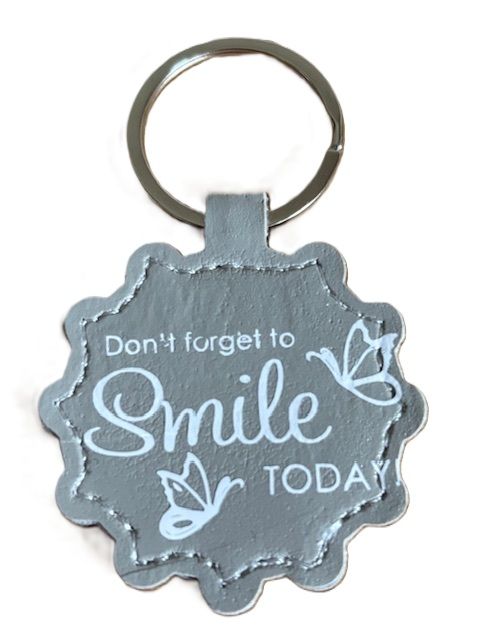 Sleutelhanger grijs van PU leer