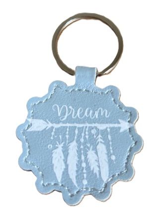 Sleutelhanger licht blauw van PU leer dream