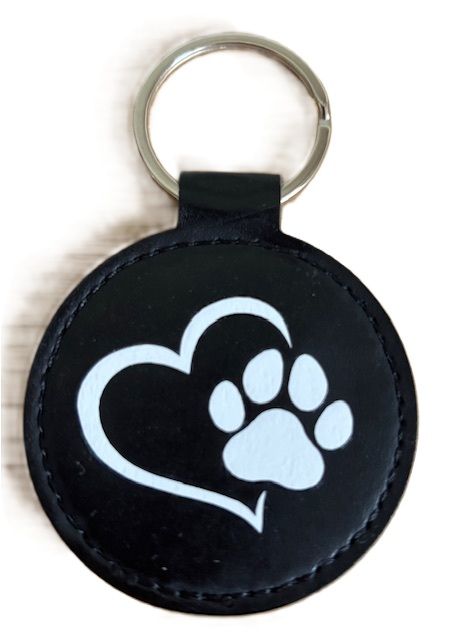 Sleutelhanger zwart van PU leer hondenpootje