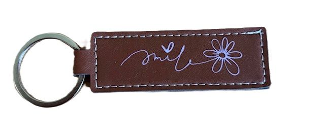 Sleutelhanger van PU leer smile roze