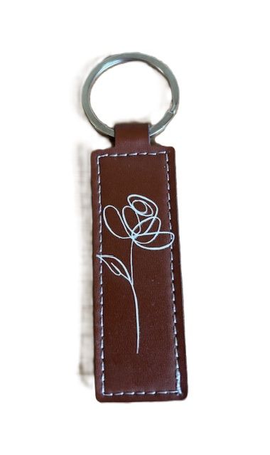 Sleutelhanger van PU leer roos