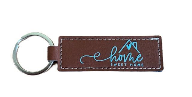 Sleutelhanger van PU leer home sweet home blauw