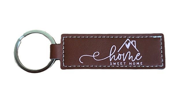 Sleutelhanger van PU leer home sweet home roze