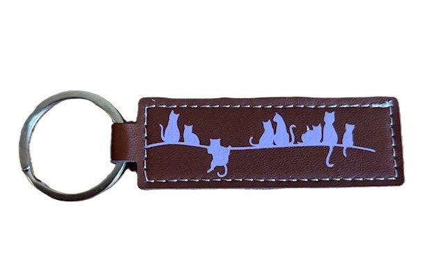 Sleuetelhanger van PU leer poesjes lila