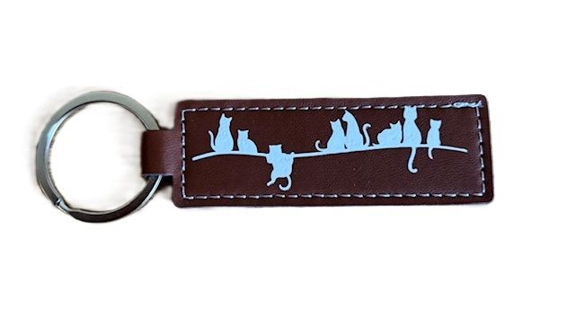 Sleutelhanger van PU leer poesjes wit