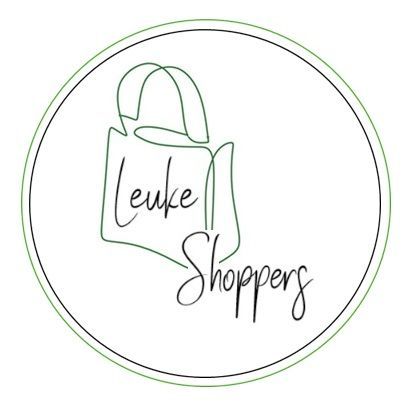 Een logo voor leuke shoppers met een tekening van een tas in een cirkel.