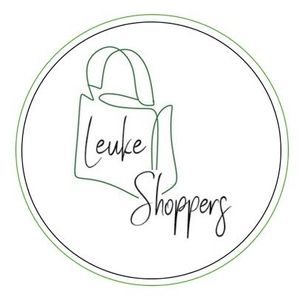 Een logo voor het bedrijf genaamd leuke shoppers met een tekening van een tas in een cirkel.