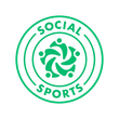 A green logo for social sports with a group of people in a circle.