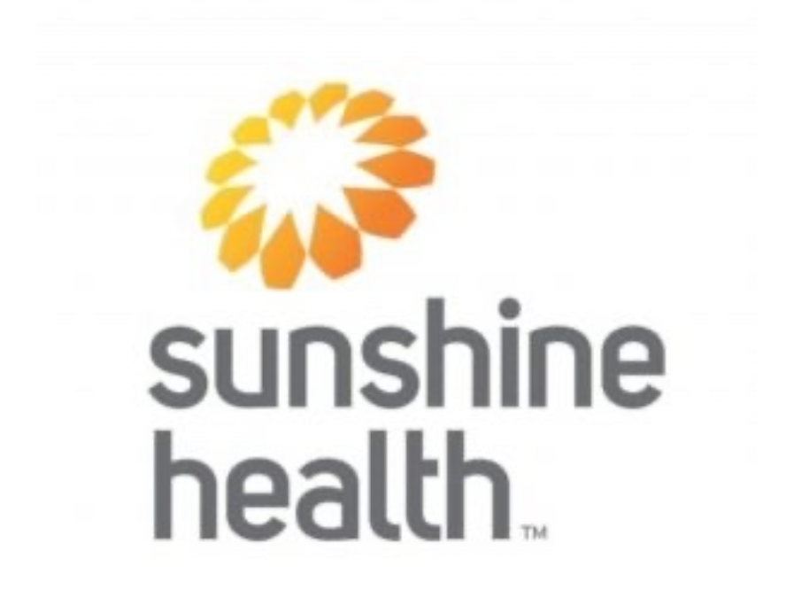 Sunshine Health logo: yellow and orange sunburst above gray text,