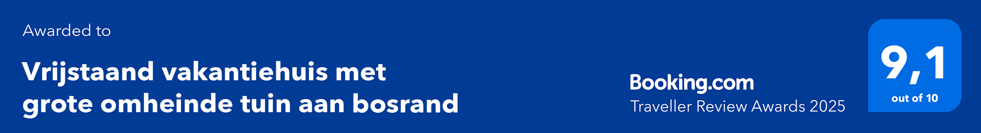 Een blauwe achtergrond met buitenlandse tekst en een booking.com-logo