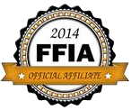 2014 FFIA Official Affiliate badge, circular design, with gold and white elements.