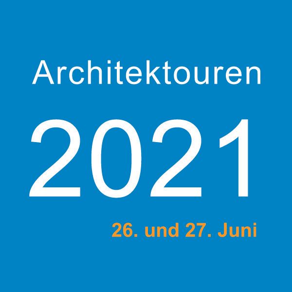 A blue sign that says architektouren 2021 on it