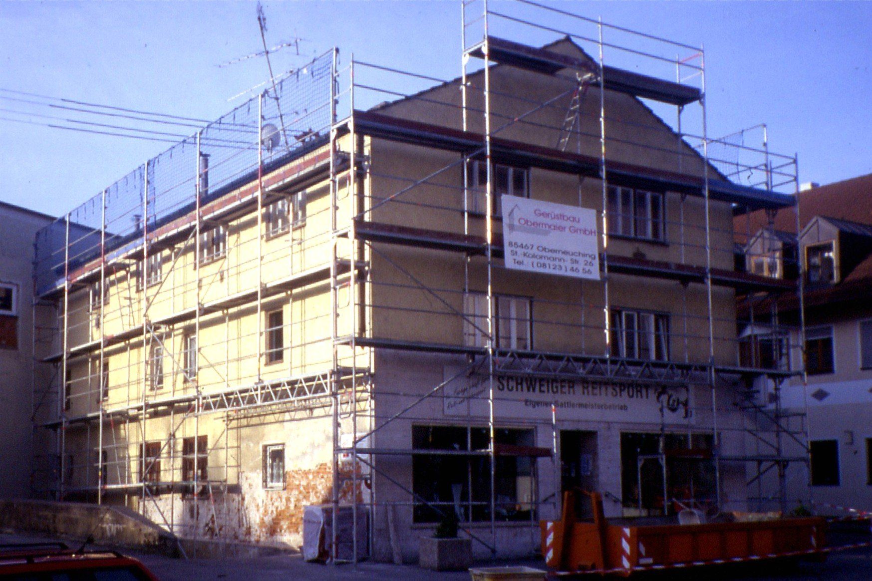 A building under construction with scaffolding around it