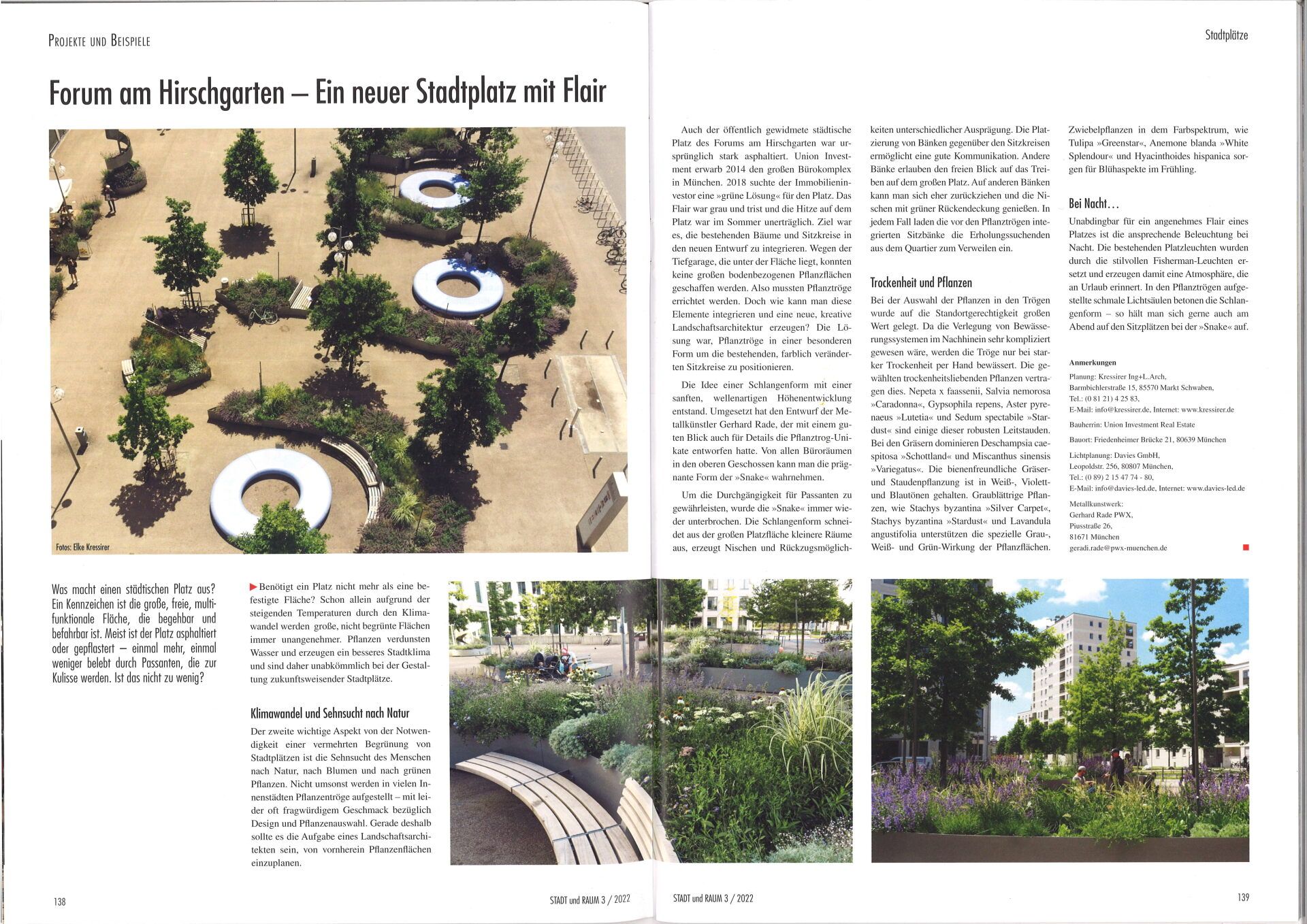 A magazine is open to a page with a picture of a park