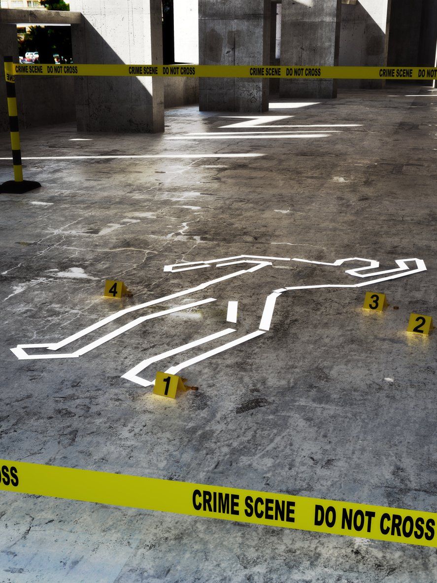 A white crime scene outline