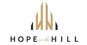 a logo for hope on the hill  .