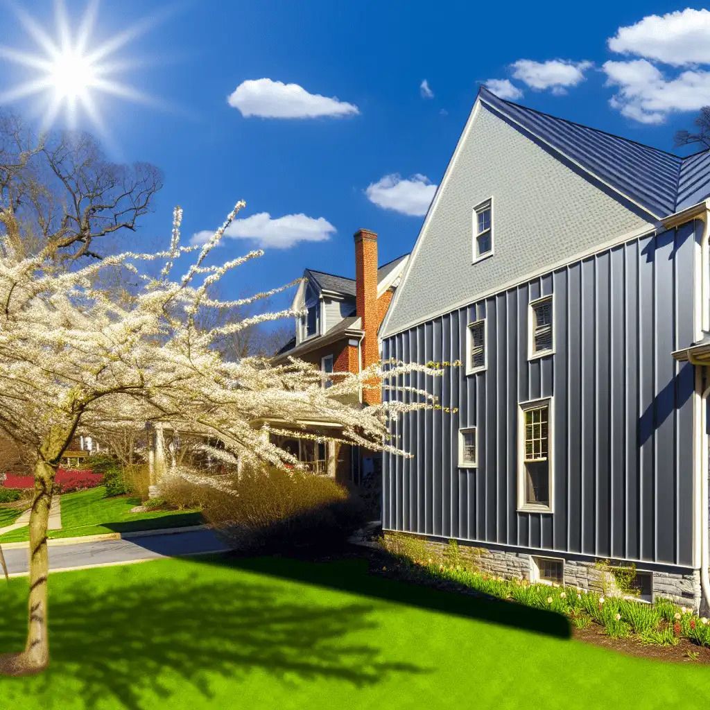 A large house with a tree in front of it